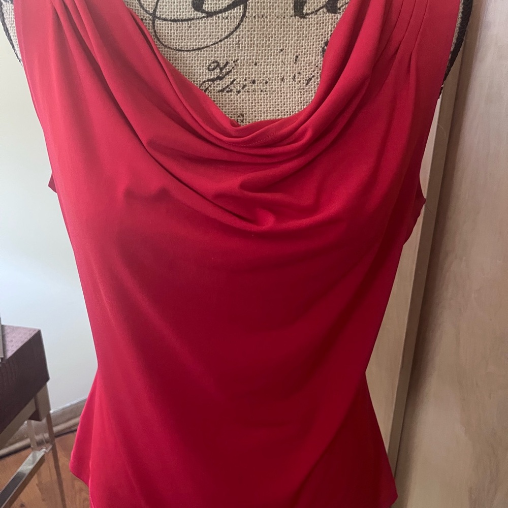 Calvin Klein Red Draped Tank Top